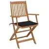 Image de vidaXL Chaises de jardin pliantes 4 pièces avec coussins en bois massif d'acacia