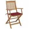 Image de vidaXL Chaises de jardin pliantes 4 pièces avec coussins en bois massif d'acacia