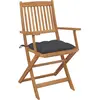 Image de vidaXL Chaises de jardin pliantes 4 pièces avec coussins en bois massif d'acacia
