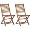 Image de vidaXL Chaises de jardin pliantes 2 pcs. avec coussins en bois massif d'acacia