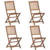 Image de vidaXL Chaises de jardin pliantes 4 pièces avec coussins en bois massif d'acacia