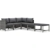 Image de vidaXL Ensemble salon de jardin 6 pièces avec coussins Poly rotin gris
