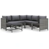 Image de vidaXL Ensemble salon de jardin 6 pièces avec coussins Poly rotin gris