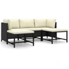 Image de vidaXL Ensemble de salon de jardin 5 pièces avec coussins Poly rotin noir