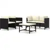 Image de vidaXL Ensemble de salon de jardin 5 pièces avec coussins Poly rotin noir
