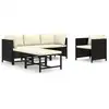 Image de vidaXL Ensemble salon de jardin 6 pièces avec coussins Poly rotin noir