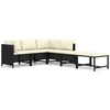 Image de vidaXL Ensemble salon de jardin 6 pièces avec coussins Poly rotin noir