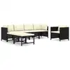 Image de vidaXL Ensemble de salon de jardin 7 pièces avec coussins Poly rotin noir