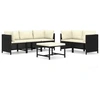 Image de vidaXL Ensemble salon de jardin 6 pièces avec coussins Poly rotin noir