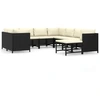 Image de vidaXL Ensemble de salon de jardin 9 pièces avec coussins Poly rotin noir