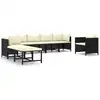 Image de vidaXL Ensemble de jardin lounge 8 pièces avec coussins Poly rotin noir