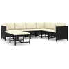 Image de vidaXL Ensemble de jardin lounge 8 pièces avec coussins Poly rotin noir