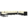 Image de vidaXL Ensemble salon de jardin 10 pièces avec coussins Poly rotin noir