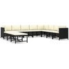 Image de vidaXL Ensemble salon de jardin 11 pièces avec coussins Poly rotin noir