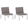 Image de vidaXL Chaises de jardin avec coussins 2 pcs. Plastique blanc