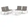 Image de vidaXL Ensemble salon de jardin 4 pièces avec coussins plastique blanc