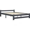 Image de vidaXL Lit en bois massif pin gris foncé 160x200 cm