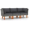 Image de vidaXL Canapé de jardin 3 places avec coussins Gris Poly rotin