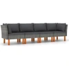 Image de vidaXL Canapé de jardin 4 places avec coussins Gris Poly rotin