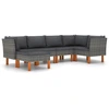 Image de vidaXL Ensemble salon de jardin 6 pièces avec coussins Poly rotin gris