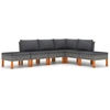 Image de vidaXL Ensemble salon de jardin 6 pièces avec coussins Poly rotin gris