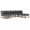 Image de vidaXL Ensemble de salon de jardin 7 pièces avec coussins Poly rotin gris