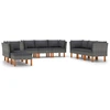Image de vidaXL 9-plg. Set de salon de jardin avec baisers Poly Rattan Grau