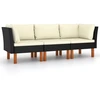 Image de vidaXL Canapé de jardin 3 places avec coussins Noir Poly Rattan