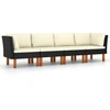 Image de vidaXL Canapé de jardin 4 places avec coussins Noir Poly Rattan