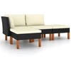 Image de vidaXL Ensemble salon de jardin 4 pièces avec coussins Poly rotin noir