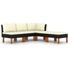 Image de vidaXL Ensemble de salon de jardin 5 pièces avec coussins Poly rotin noir