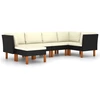 Image de vidaXL Ensemble salon de jardin 6 pièces avec coussins Poly rotin noir