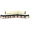 Image de vidaXL Ensemble salon de jardin 6 pièces avec coussins Poly rotin noir