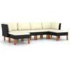Image de vidaXL Ensemble salon de jardin 6 pièces avec coussins Poly rotin noir
