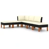 Image de vidaXL Ensemble salon de jardin 6 pièces avec coussins Poly rotin noir