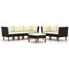 Image de vidaXL Ensemble salon de jardin 6 pièces avec coussins Poly rotin noir