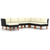 Image de vidaXL Ensemble de salon de jardin 7 pièces avec coussins Poly rotin noir