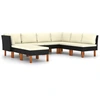 Image de vidaXL Ensemble de jardin lounge 8 pièces avec coussins Poly rotin noir