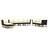 Image de vidaXL Ensemble salon de jardin 10 pièces avec coussins Poly rotin noir