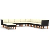 Image de vidaXL Ensemble salon de jardin 12 pièces avec coussins Poly rotin noir