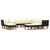 Image de vidaXL Ensemble salon de jardin 12 pièces avec coussins Poly rotin noir