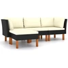 Image de vidaXL Ensemble salon de jardin 4 pièces avec coussins Poly rotin noir