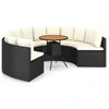 Image de ensemble de 7 canapés de jardin avec coussins Poly Rattan Noir
