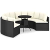 Image de ensemble de 7 canapés de jardin avec coussins Poly Rattan Noir