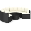 Image de ensemble de 7 canapés de jardin avec coussins Poly Rattan Noir