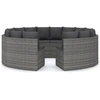 Image de ensemble de 8 canapés de jardin avec coussins Poly Rattan Gris
