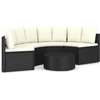 Image de vidaXL Ensemble de salon de jardin 5 pièces avec coussins Poly rotin noir