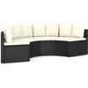 Image de vidaXL Ensemble de salon de jardin 4 pièces avec coussins Poly rotin noir
