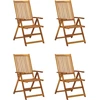 Image de vidaXL Chaise à haut dossier Réglable 4 pièces avec coussins Bois massif Acacia