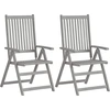 Image de vidaXL Chaise à haut dossier Réglable 4 pièces avec coussins Bois massif Acacia